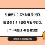 속담 퀴즈: 공통으로 들어갈 동물은?